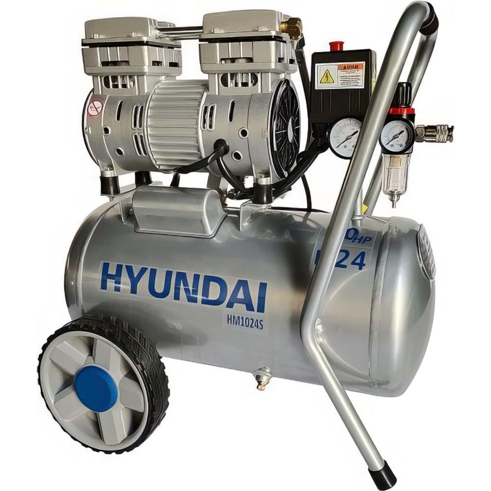 Hyundai Hm1024s Hava Kompresörü Sessiz Yağsız 750W 24 Lt