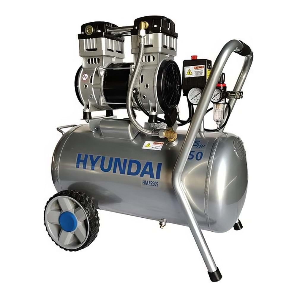 Hyundai Kompresör Sessiz Yağsız 1100W 50 Lt