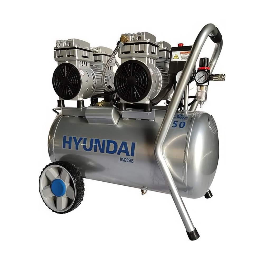 Hyundai Kompresör Sessiz Yağsız 1500W 50 Lt